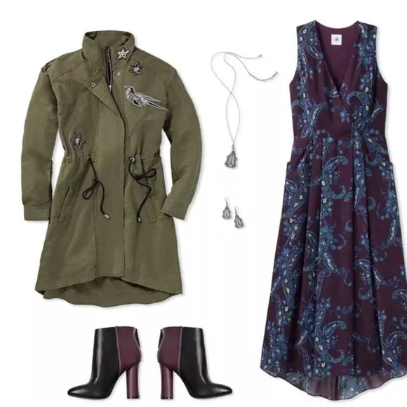 CAbi Paisley Treasure Floral/Paisley Style 3461 V-Neck Midi Dress w/Pockets SZ 4 - Picture 13 of 13